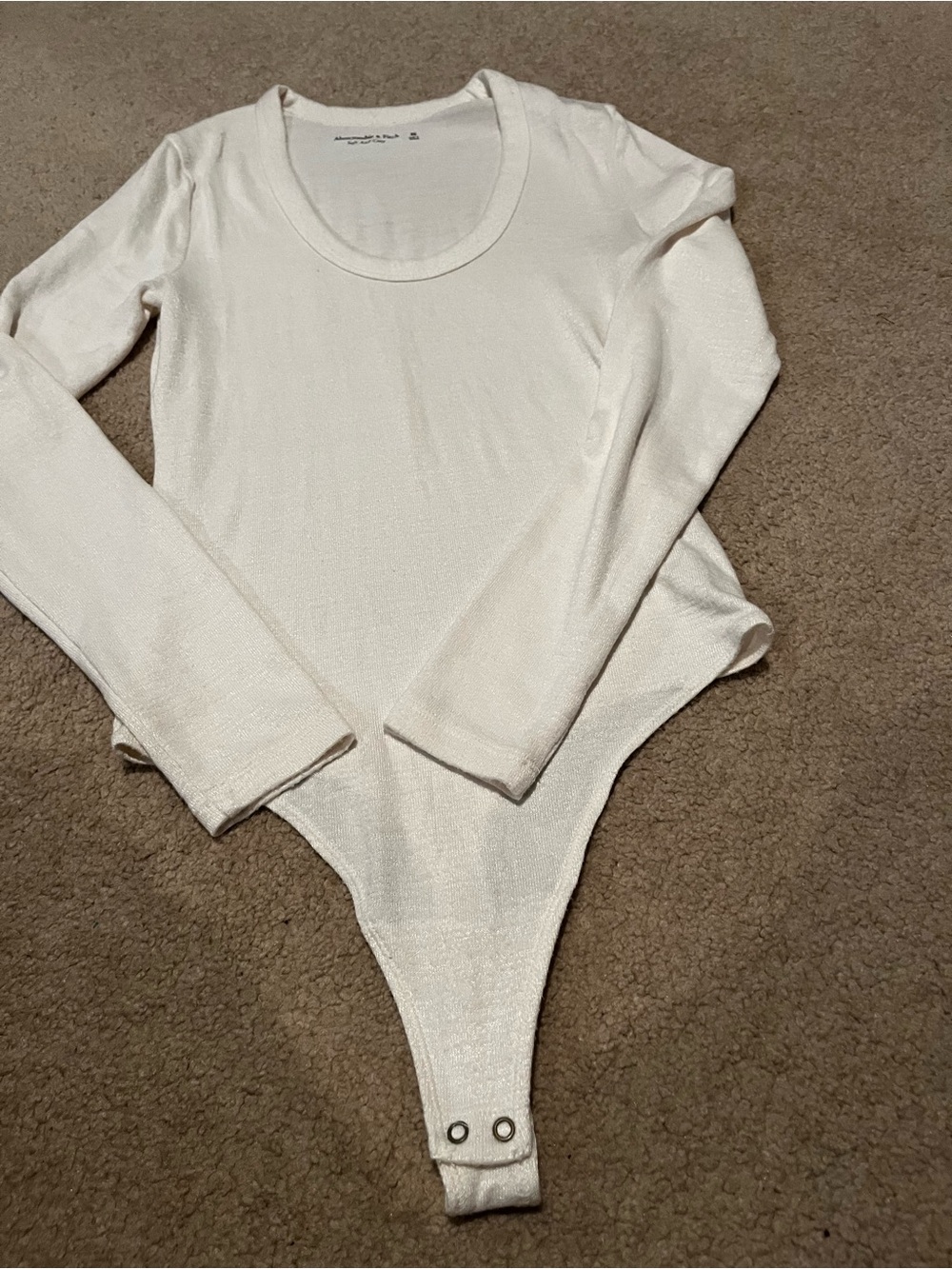Abercrombie & Fitch Cream Long Sleeve Bodysuit